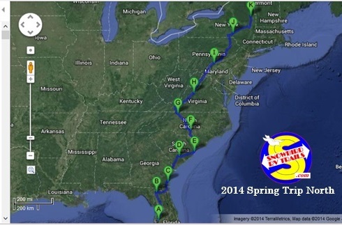 RV route North FL to Canada