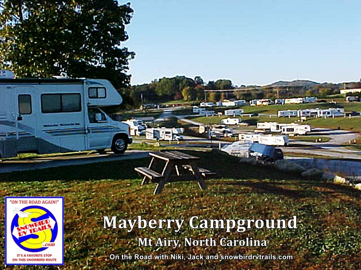 Snowbird RV stopover in Mayberry, North Carolina