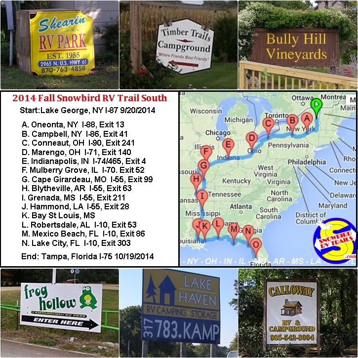 RV route South map