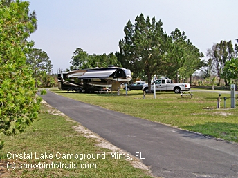 Crystal Lake RV Park just off I-95 near Daytona and Kennedy Space Center