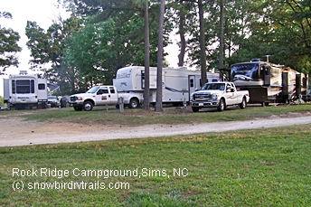 Conveient Rock Ridge Campground just off I-95 in Sims, NC