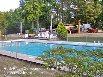 The pool at Rock Ridge Campground just off I-95 in Sims, NC
