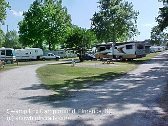 Swamp Fox RV Campround easy off/on I-95 in Florence, SC