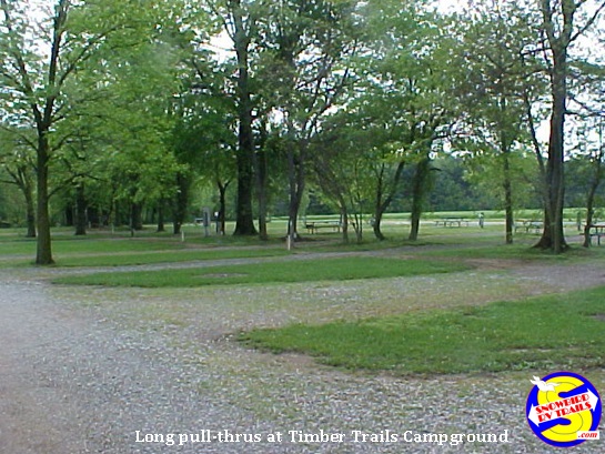Long pull-thru sites at Timber Trails Campground